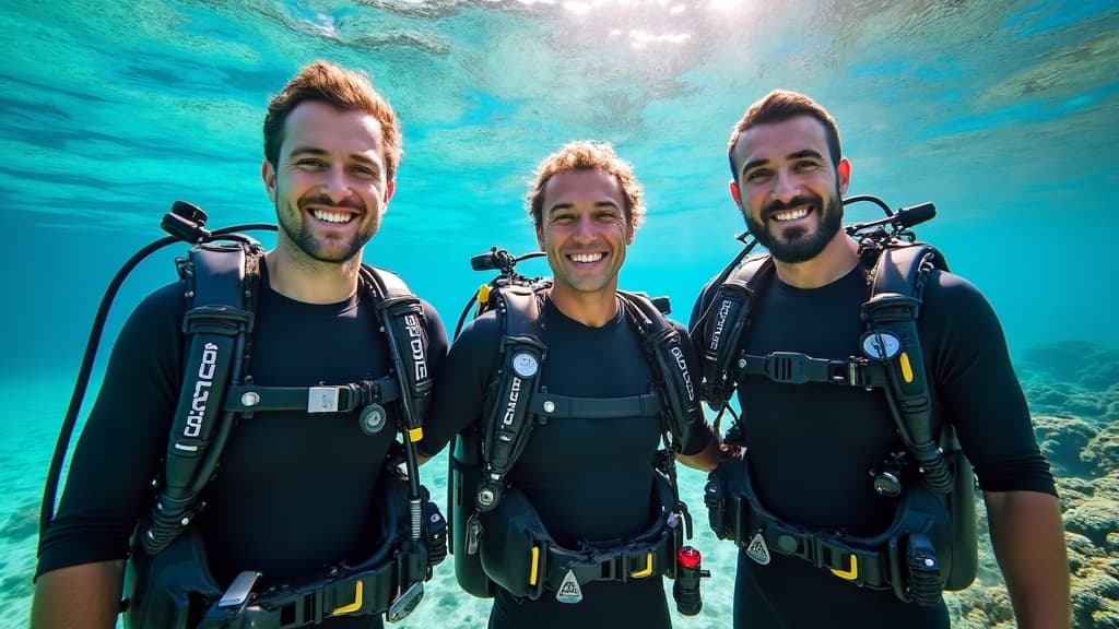 The DiveDeep instructor team standing on the charter boat deck